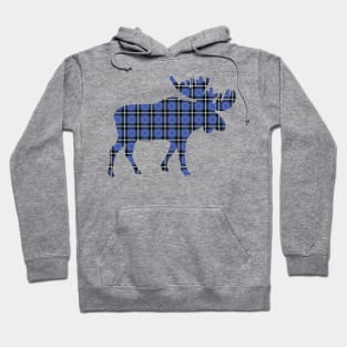 Blue Plaid Moose Hoodie